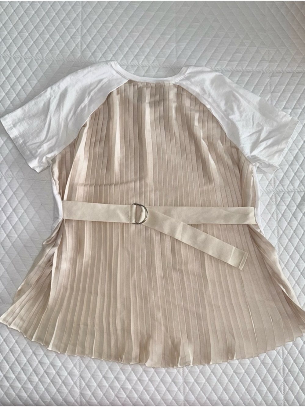 Zara white top with belt on the back and silk folded design on back